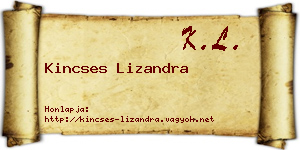 Kincses Lizandra névjegykártya